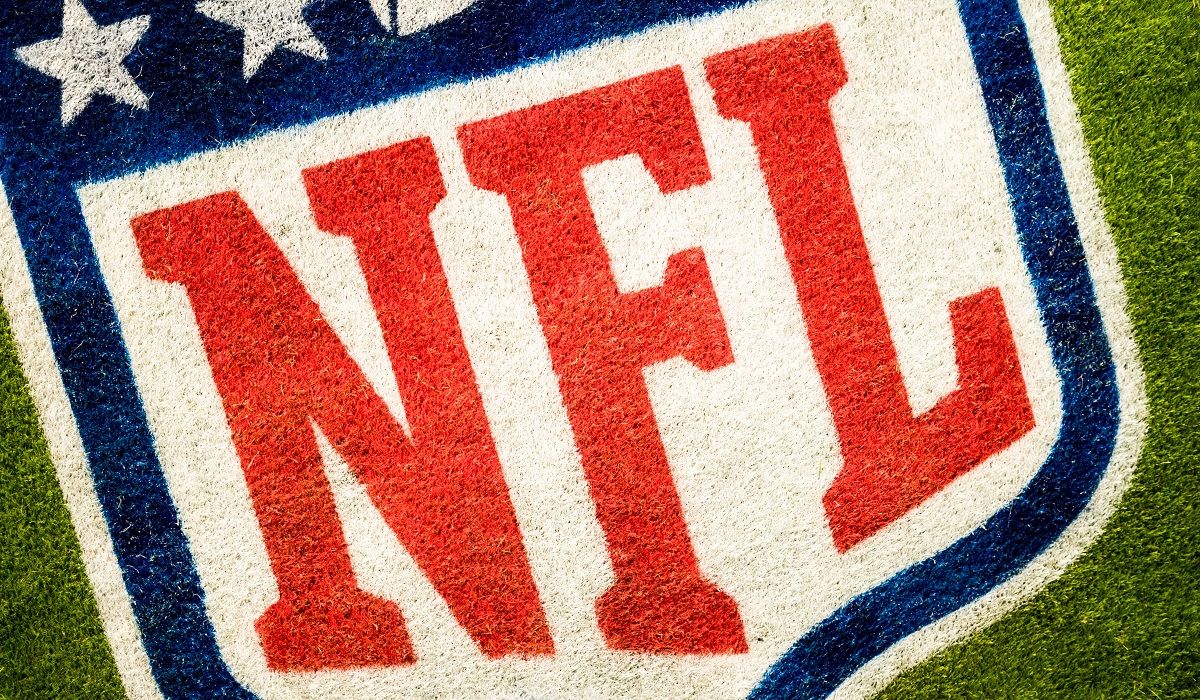NFL logo painted on turf