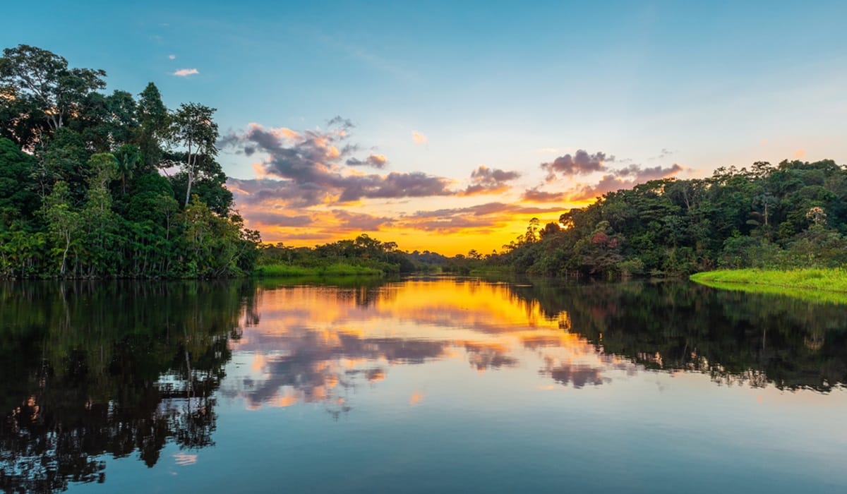 Amazon river at sunset